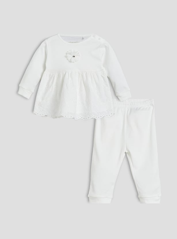 Giggles Schiffli Top & Joggers Set