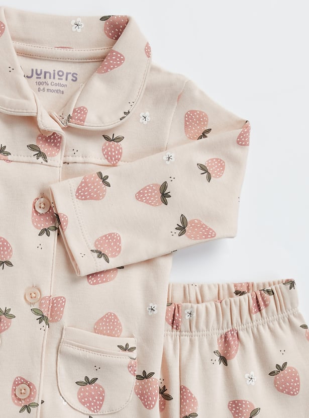 Juniors Strawberry Print Shirt and Pyjama Set