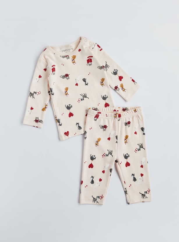 Juniors Printed T-shirt And Pyjamas Set