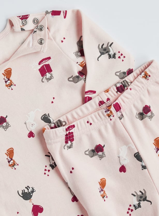 Juniors Printed T-shirt And Pyjamas Set