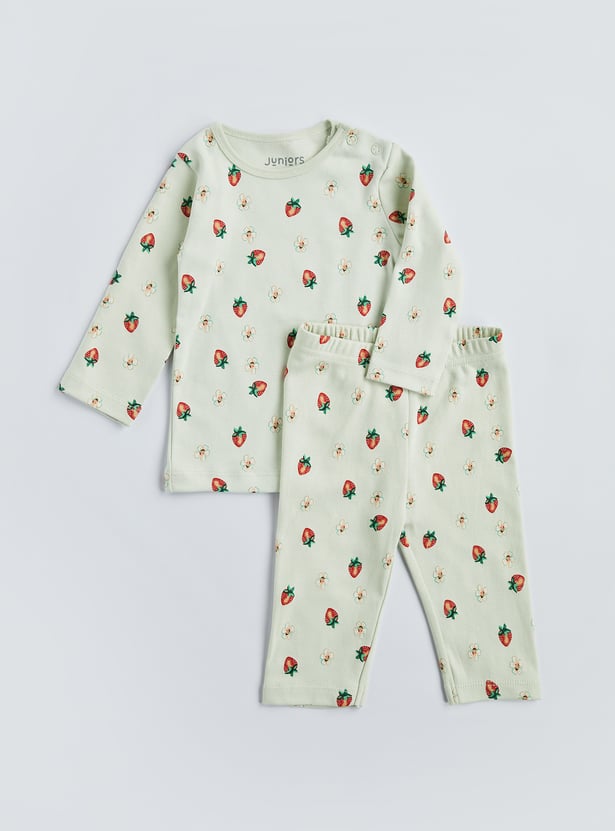 Juniors Strawberry Print T-shirt And Pyjamas Set