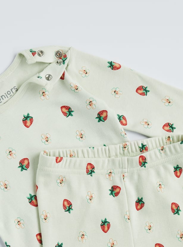 Juniors Strawberry Print T-shirt And Pyjamas Set