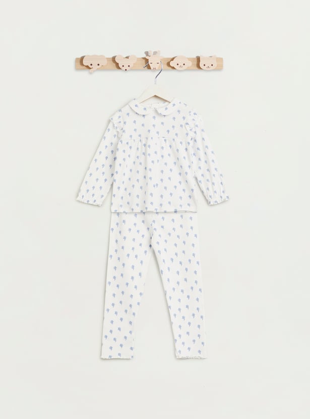 Juniors Floral Print T-shirt and Pyjama Set