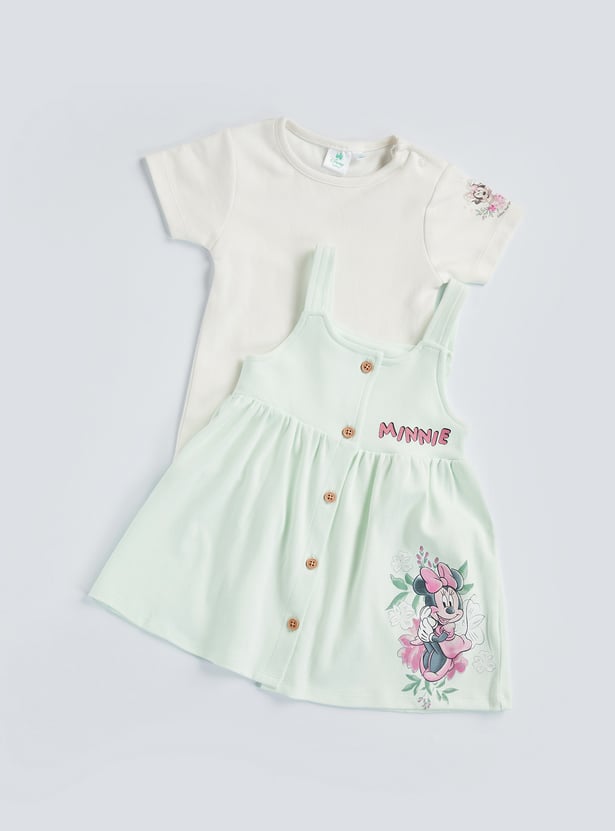 Minnie Mouse Print Pinafore and T-shirt Set