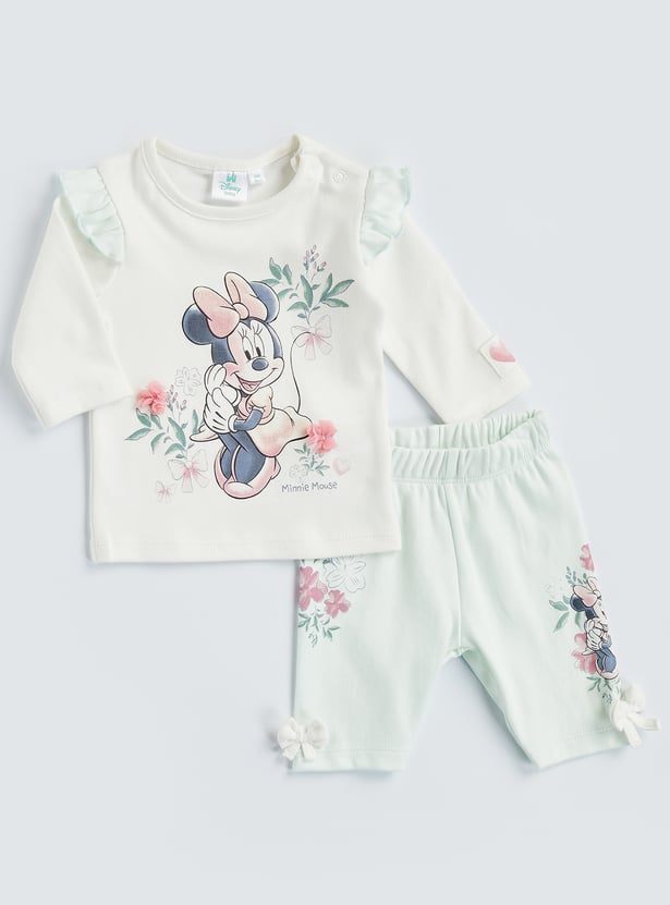 Minnie Mouse Applique T-shirt and Pyjama Set