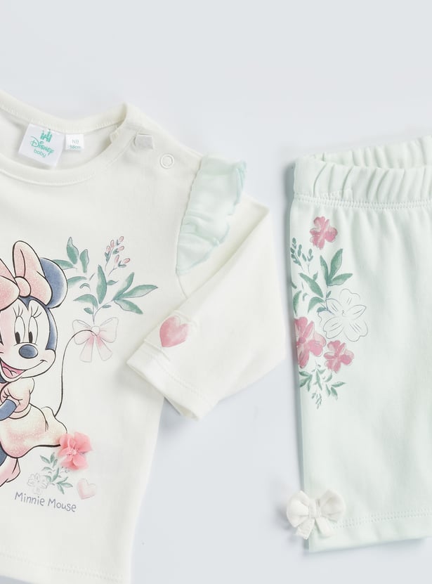 Minnie Mouse Applique T-shirt and Pyjama Set