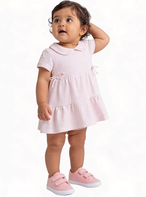 Juniors Striped Layered A-Line Dress
