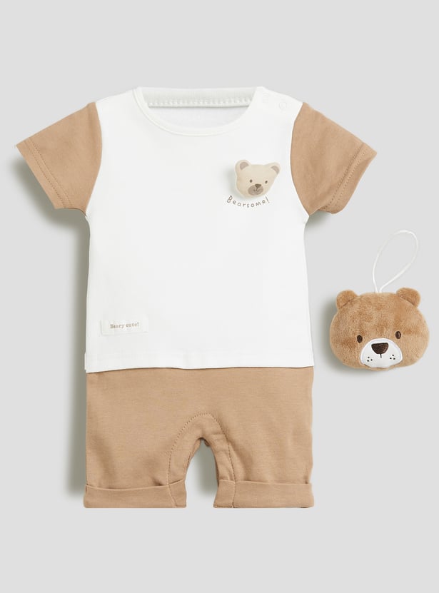 Juniors Colourblocked Romper and Soft Toy
