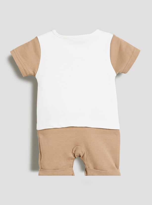 Juniors Colourblocked Romper and Soft Toy