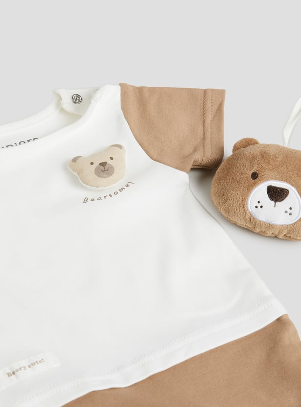 Juniors Colourblocked Romper and Soft Toy