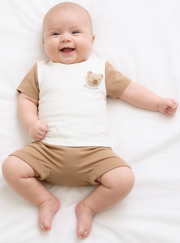 Juniors Colourblocked Romper and Soft Toy