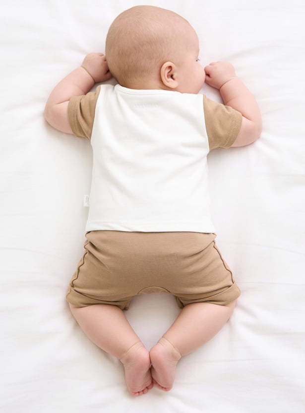 Juniors Colourblocked Romper and Soft Toy