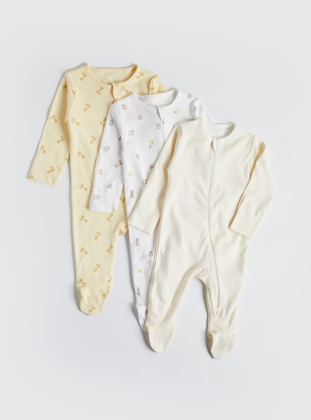 Juniors Assorted Sleepsuit with Zip - Pack of 3