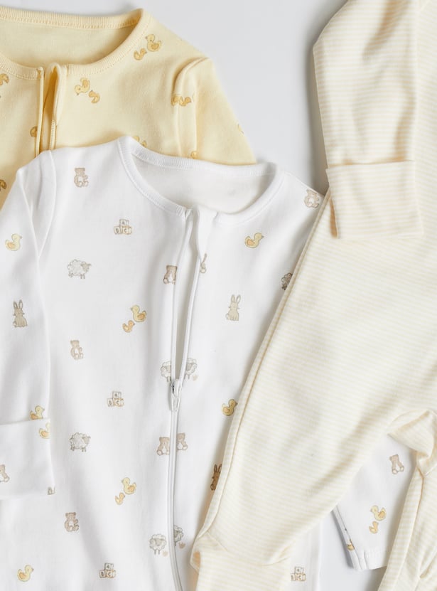 Juniors Assorted Sleepsuit with Zip - Pack of 3