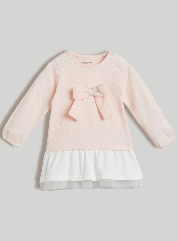 Juniors Bow-Detail Drop Waist Dress