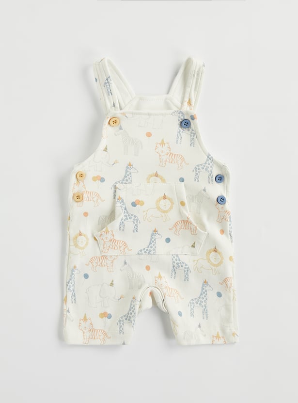 Juniors T-shirt and Animal Print Dungaree Set