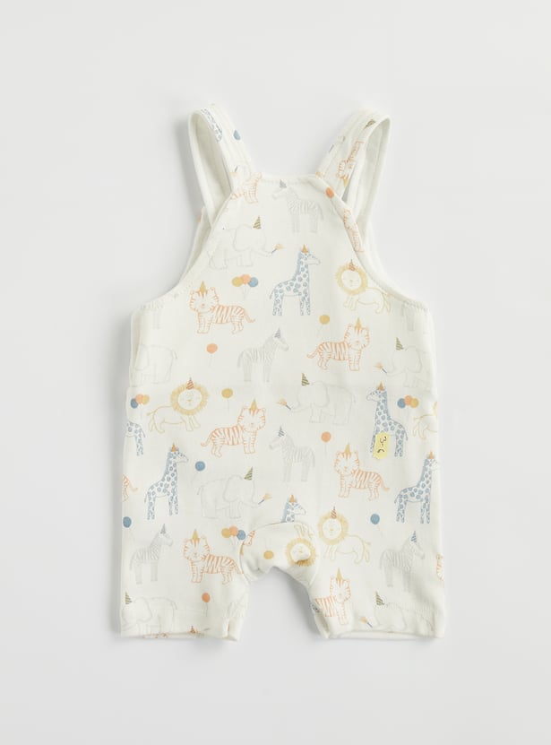Juniors T-shirt and Animal Print Dungaree Set