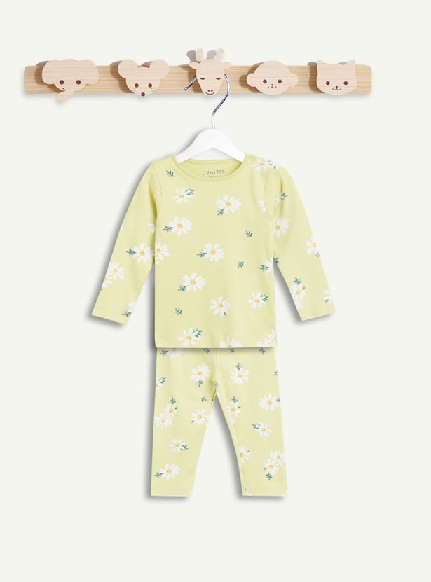 Juniors Floral Print T-shirt and Pyjamas Set