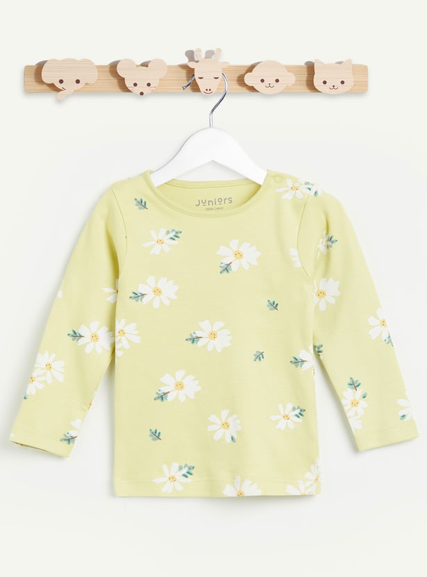 Juniors Floral Print T-shirt and Pyjamas Set