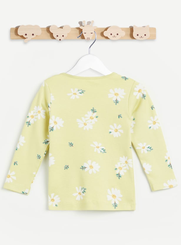 Juniors Floral Print T-shirt and Pyjamas Set
