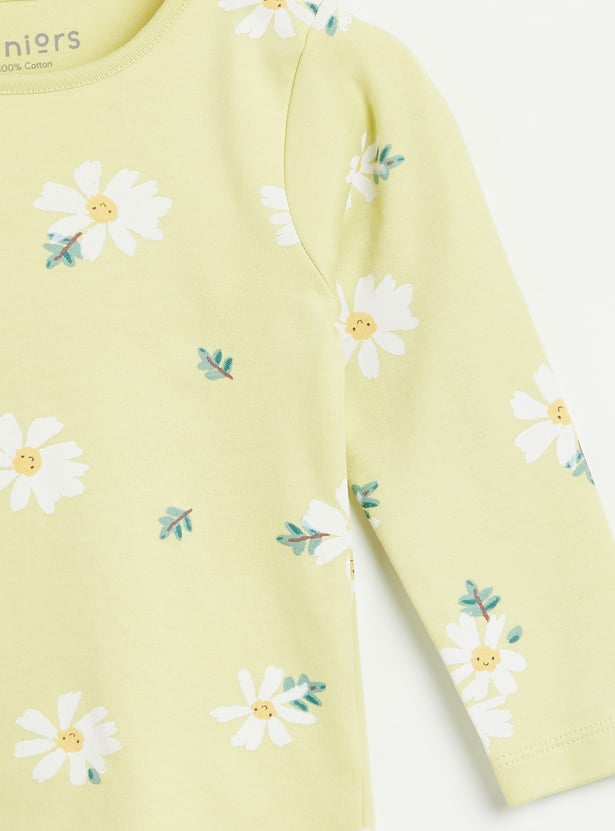 Juniors Floral Print T-shirt and Pyjamas Set