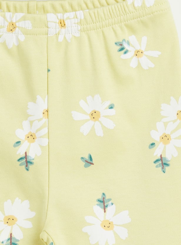 Juniors Floral Print T-shirt and Pyjamas Set