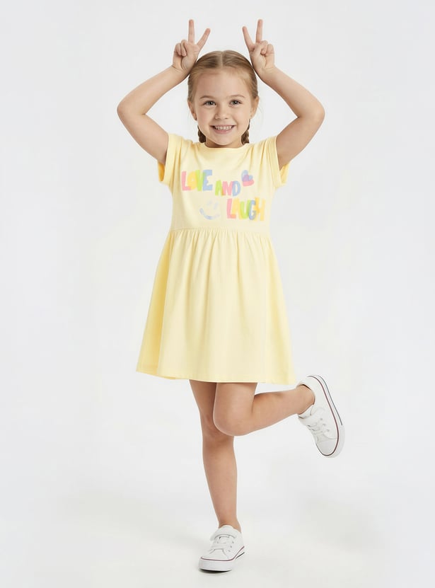 Juniors Printed A-line Dress