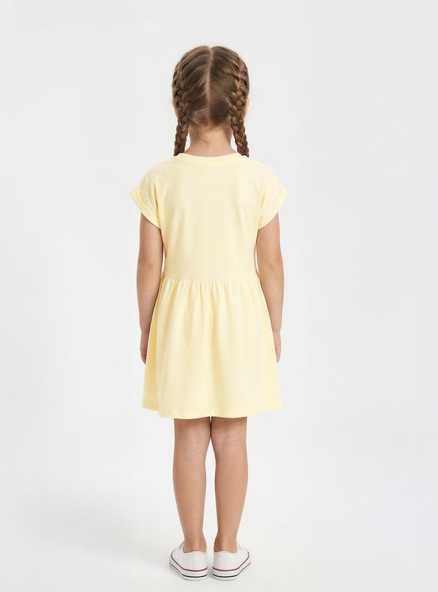 Juniors Printed A-line Dress