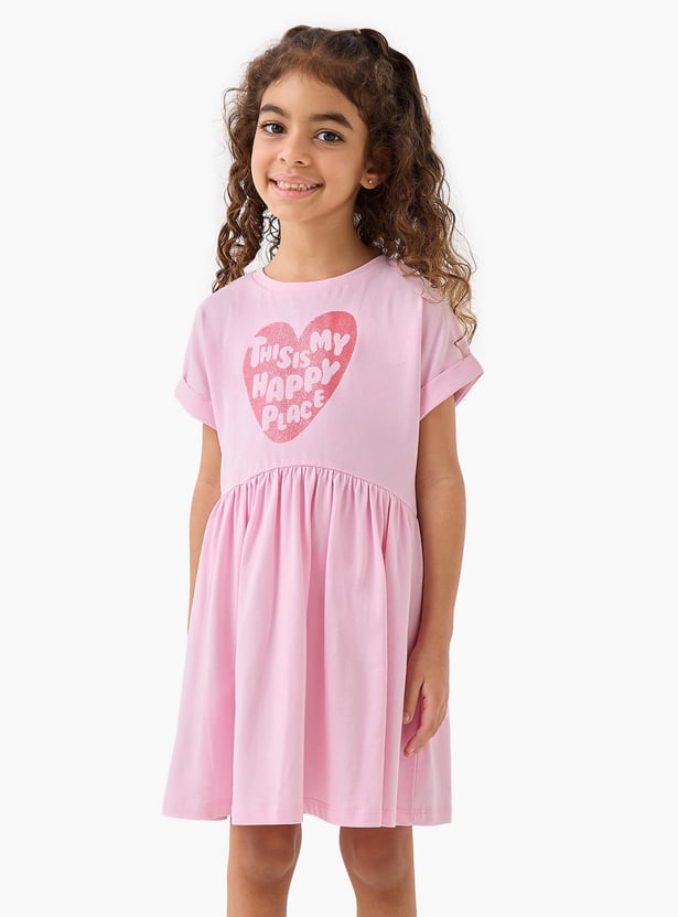 Juniors Glitter Print Skater Dress
