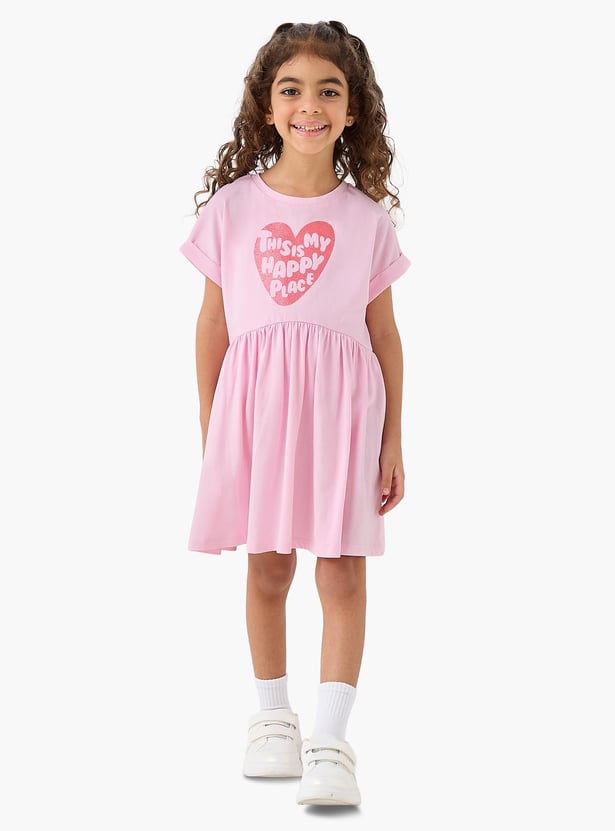 Juniors Glitter Print Skater Dress