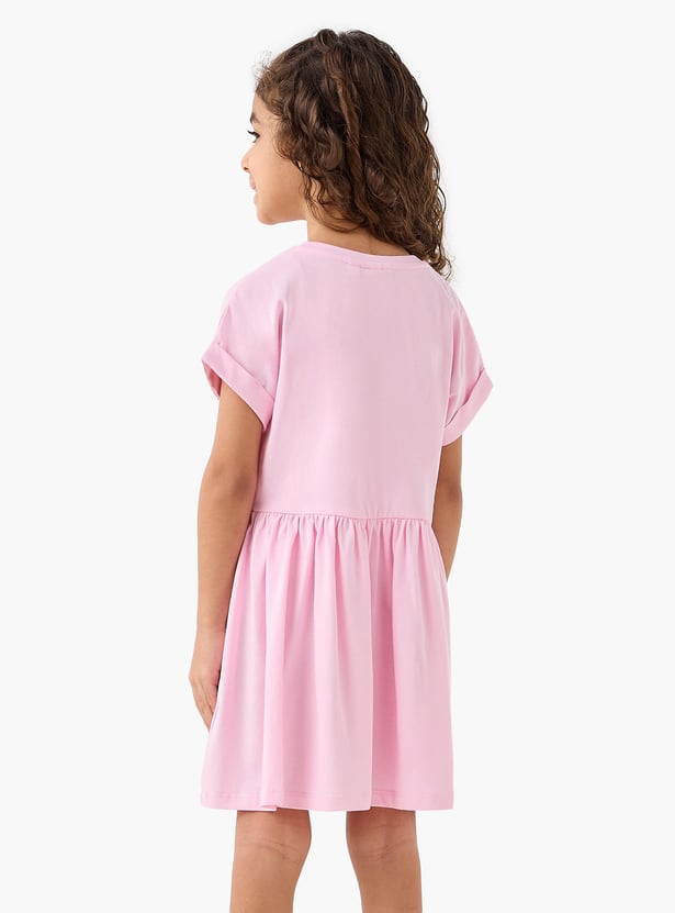 Juniors Glitter Print Skater Dress