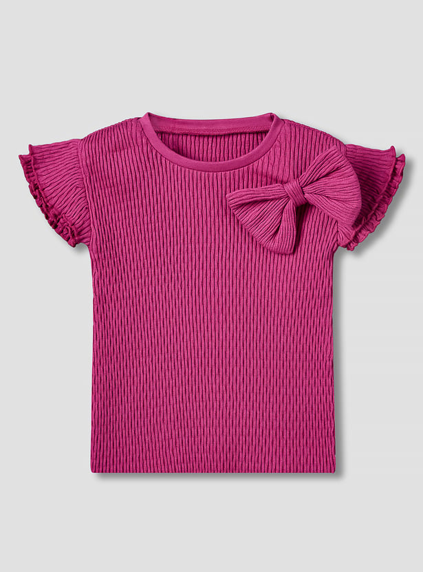 Juniors Bow Applique Top