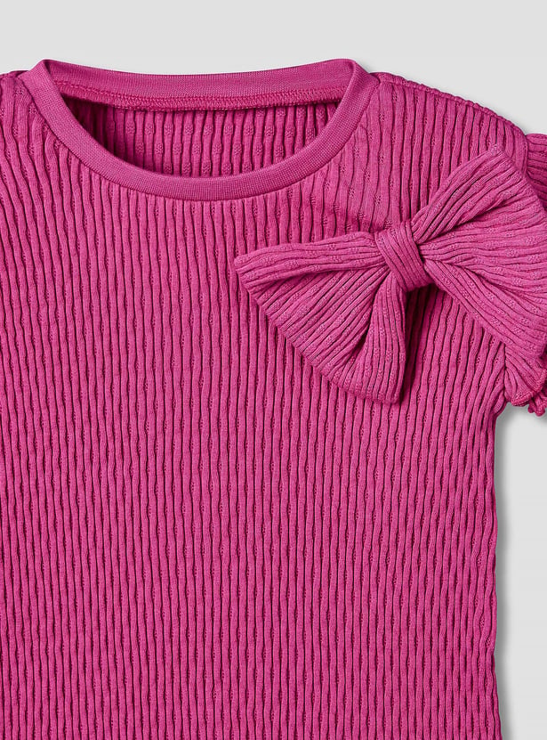 Juniors Bow Applique Top
