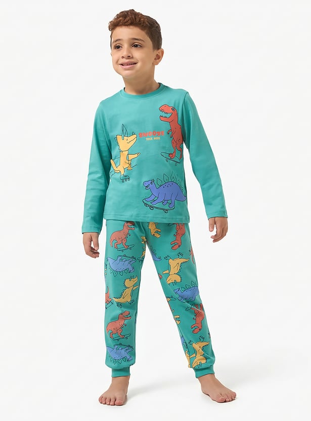 Juniors Dinosaur Print T-shirt and Joggers Set