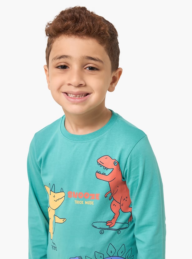 Juniors Dinosaur Print T-shirt and Joggers Set