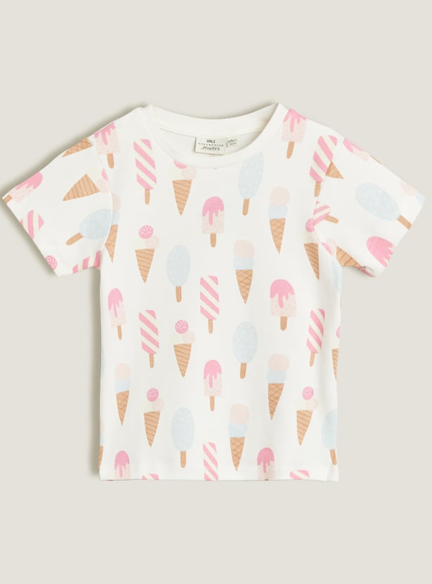 Juniors Printed T-shirt and Joggers Set