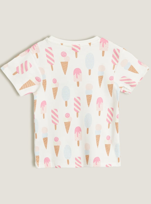 Juniors Printed T-shirt and Joggers Set