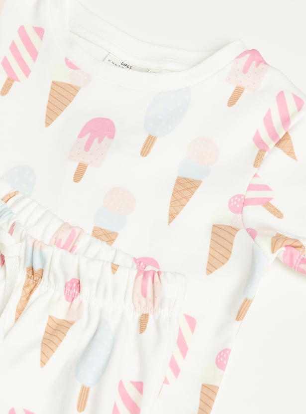 Juniors Printed T-shirt and Joggers Set