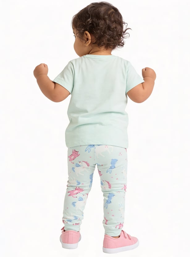 Juniors Printed T-shirt and Pyjama Set