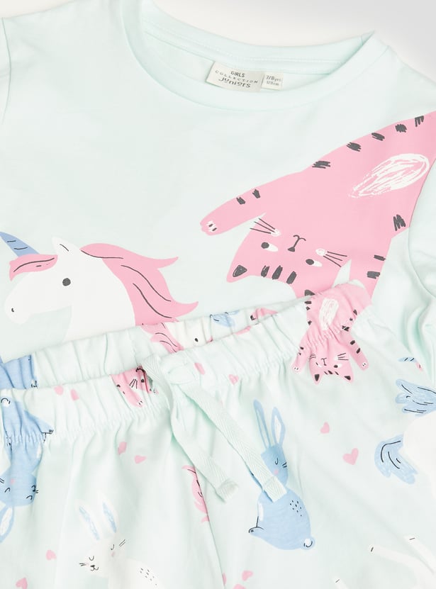 Juniors Printed T-shirt and Pyjama Set