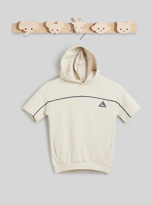 Junior Sports Solid Hooded T-shirt