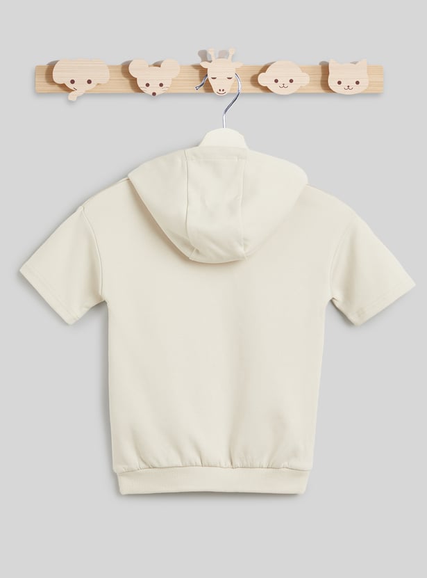 Junior Sports Solid Hooded T-shirt