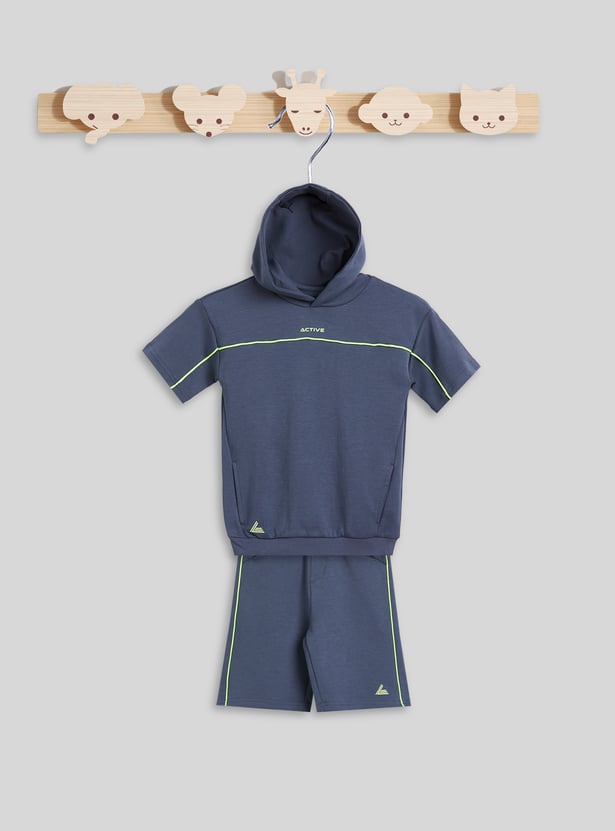 Junior Sports Solid T-shirt and Shorts Set