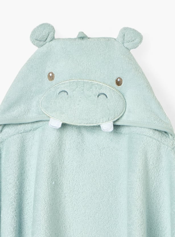 Juniors Hippo Applique Hooded Towel - 68x94 cm