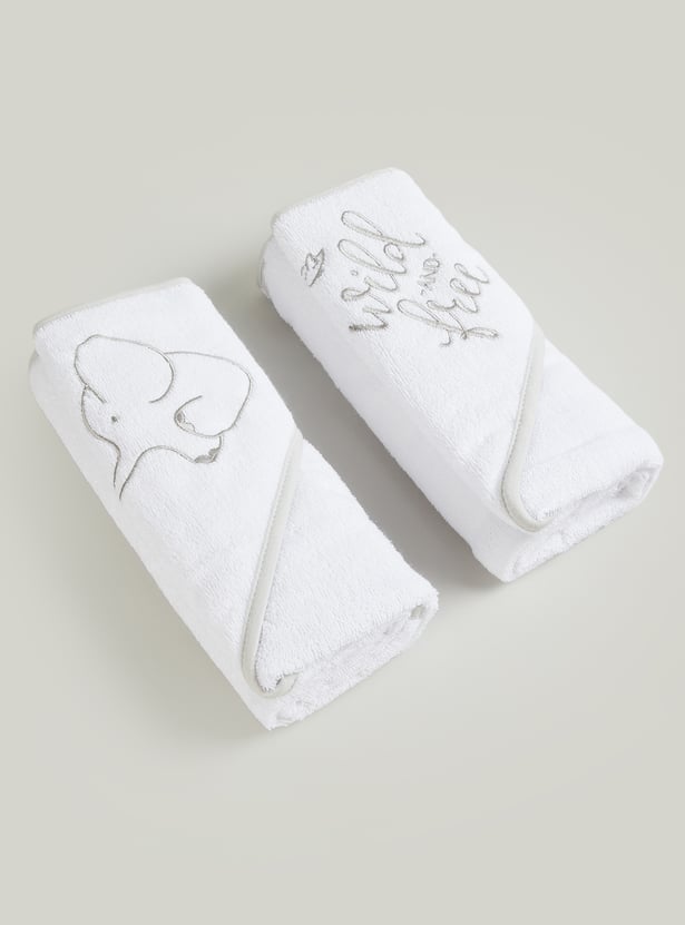 Juniors 2 Piece Embroidered Hooded Towel - 75x75 cm