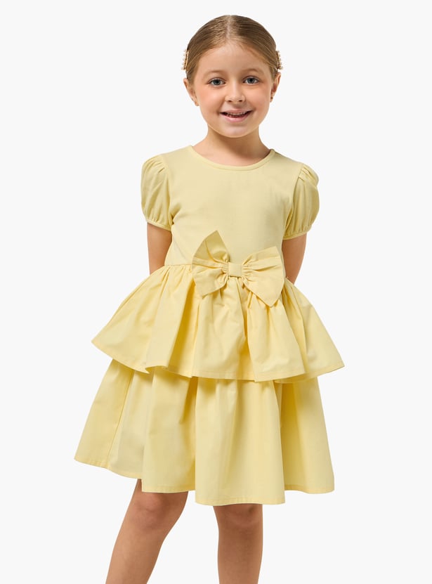 Juniors Solid Tiered Dress