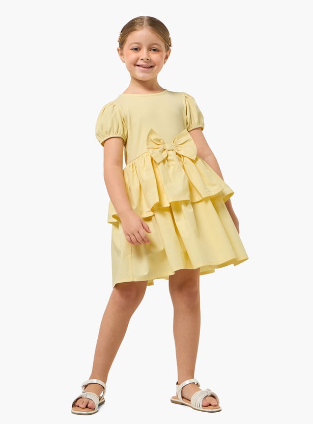 Juniors Solid Tiered Dress
