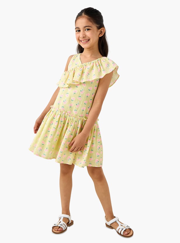 Juniors Floral Print A-line Dress