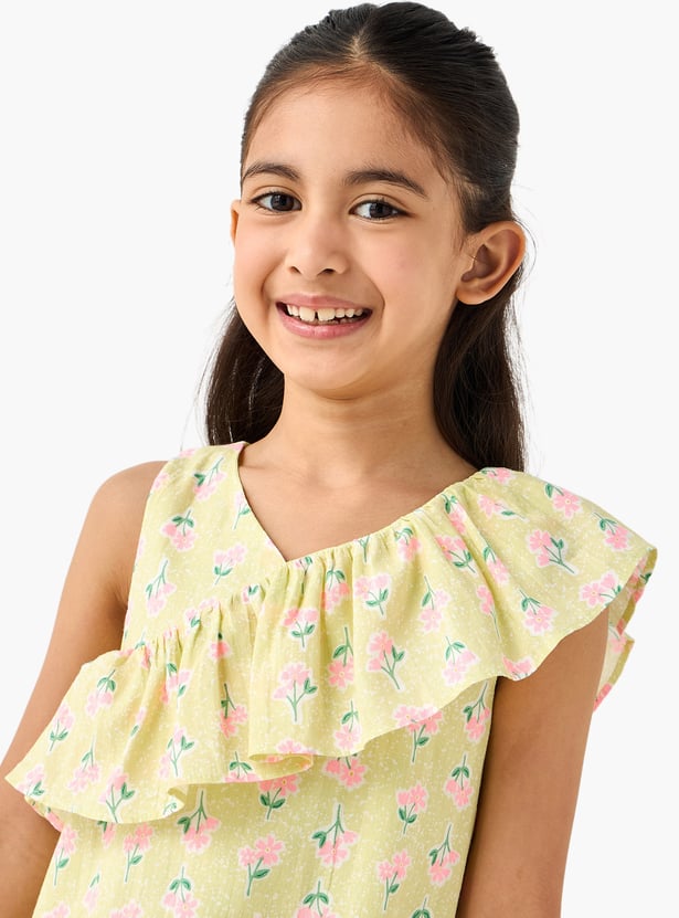 Juniors Floral Print A-line Dress