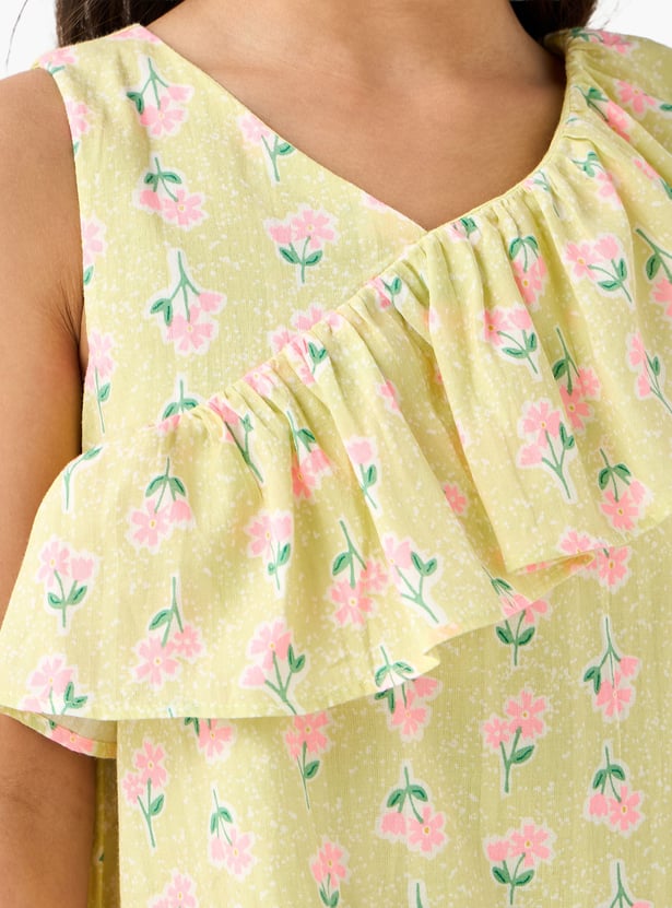 Juniors Floral Print A-line Dress